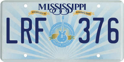 MS license plate LRF376