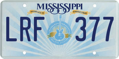 MS license plate LRF377