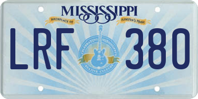 MS license plate LRF380