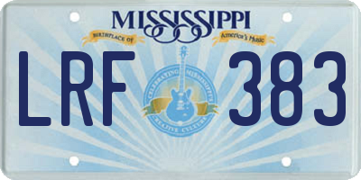 MS license plate LRF383