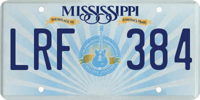 MS license plate LRF384