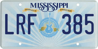 MS license plate LRF385