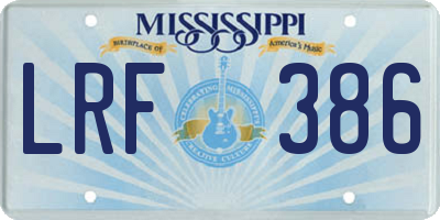 MS license plate LRF386