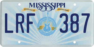 MS license plate LRF387