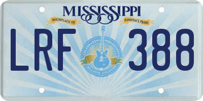 MS license plate LRF388