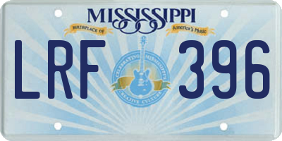 MS license plate LRF396