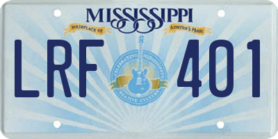 MS license plate LRF401