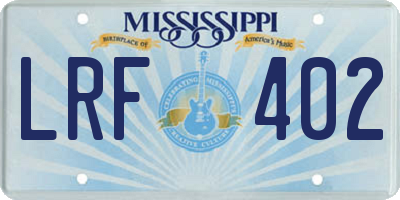 MS license plate LRF402