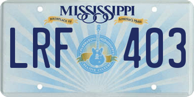 MS license plate LRF403
