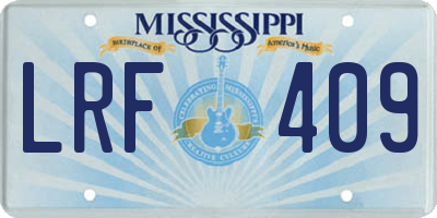 MS license plate LRF409