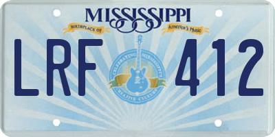 MS license plate LRF412