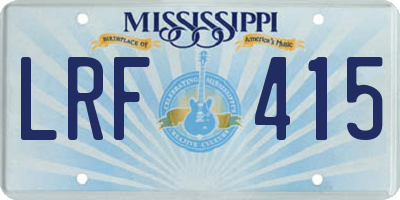 MS license plate LRF415