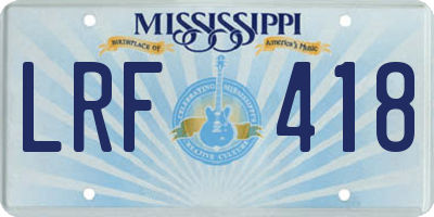 MS license plate LRF418