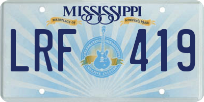 MS license plate LRF419