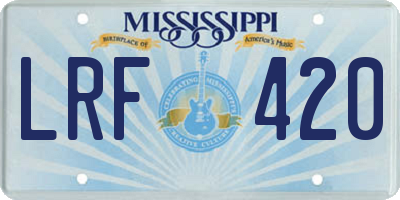 MS license plate LRF420