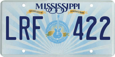 MS license plate LRF422