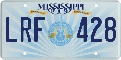 MS license plate LRF428