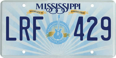 MS license plate LRF429