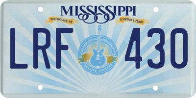 MS license plate LRF430