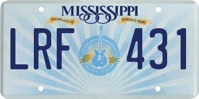 MS license plate LRF431