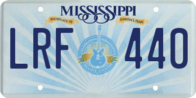 MS license plate LRF440
