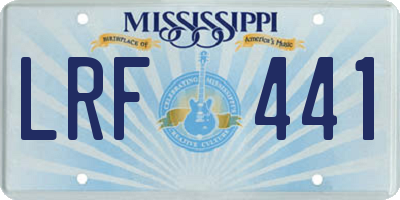 MS license plate LRF441