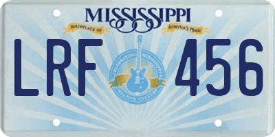 MS license plate LRF456