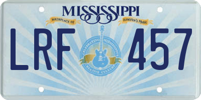 MS license plate LRF457