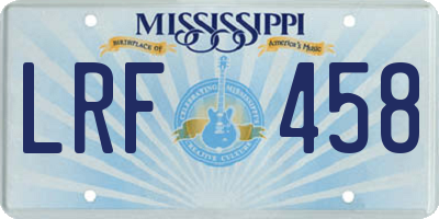 MS license plate LRF458