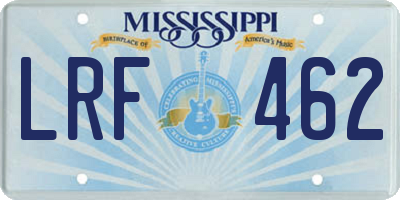 MS license plate LRF462