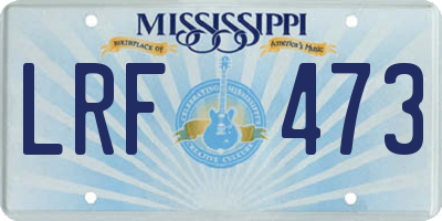 MS license plate LRF473