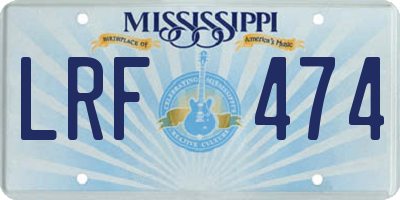 MS license plate LRF474