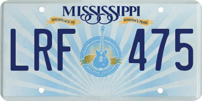 MS license plate LRF475