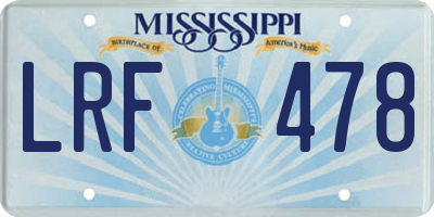 MS license plate LRF478
