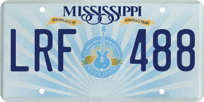 MS license plate LRF488