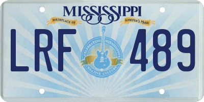 MS license plate LRF489