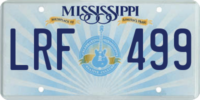 MS license plate LRF499