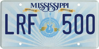 MS license plate LRF500