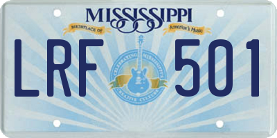 MS license plate LRF501