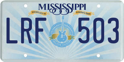 MS license plate LRF503