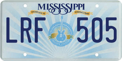 MS license plate LRF505