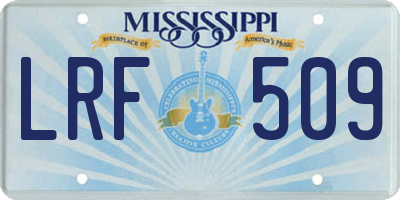 MS license plate LRF509