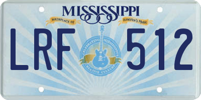 MS license plate LRF512