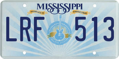 MS license plate LRF513