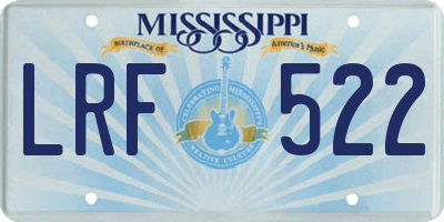 MS license plate LRF522
