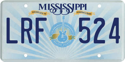 MS license plate LRF524
