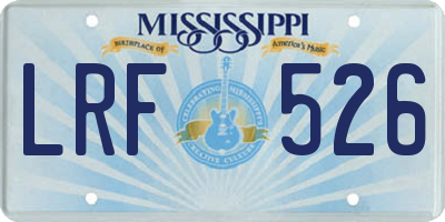 MS license plate LRF526
