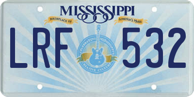 MS license plate LRF532