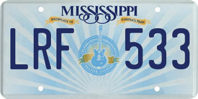 MS license plate LRF533