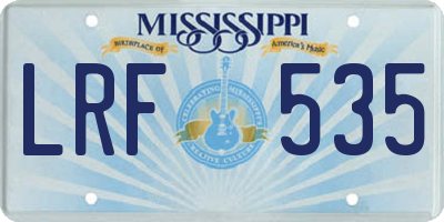 MS license plate LRF535